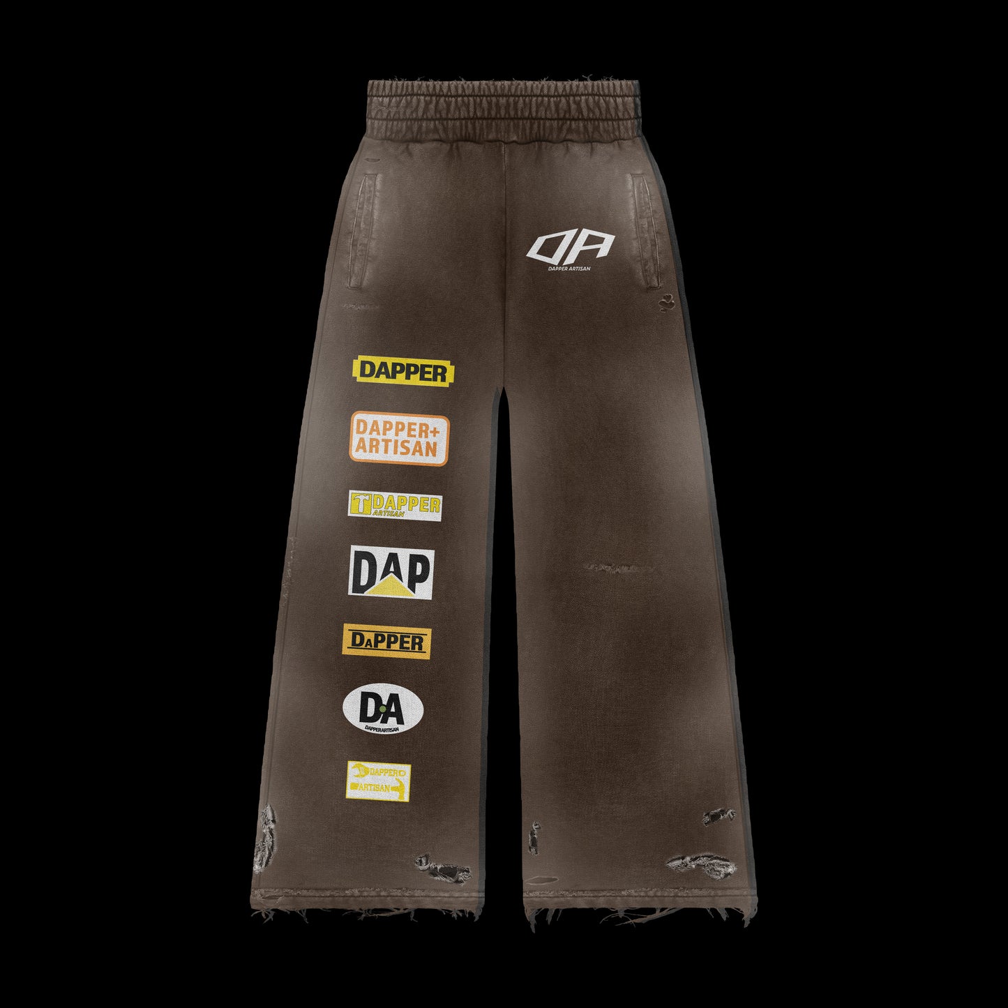 Brown Acid Wash Distressed Sweatpants