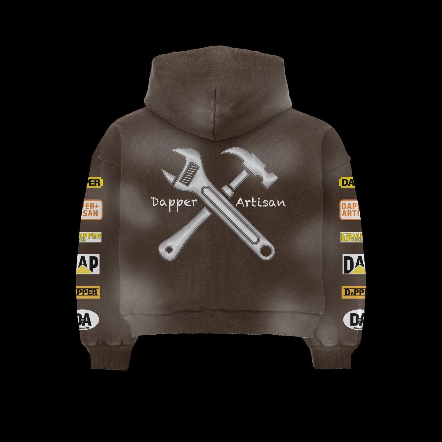 Brown Acid Wash Distressed Hoodie