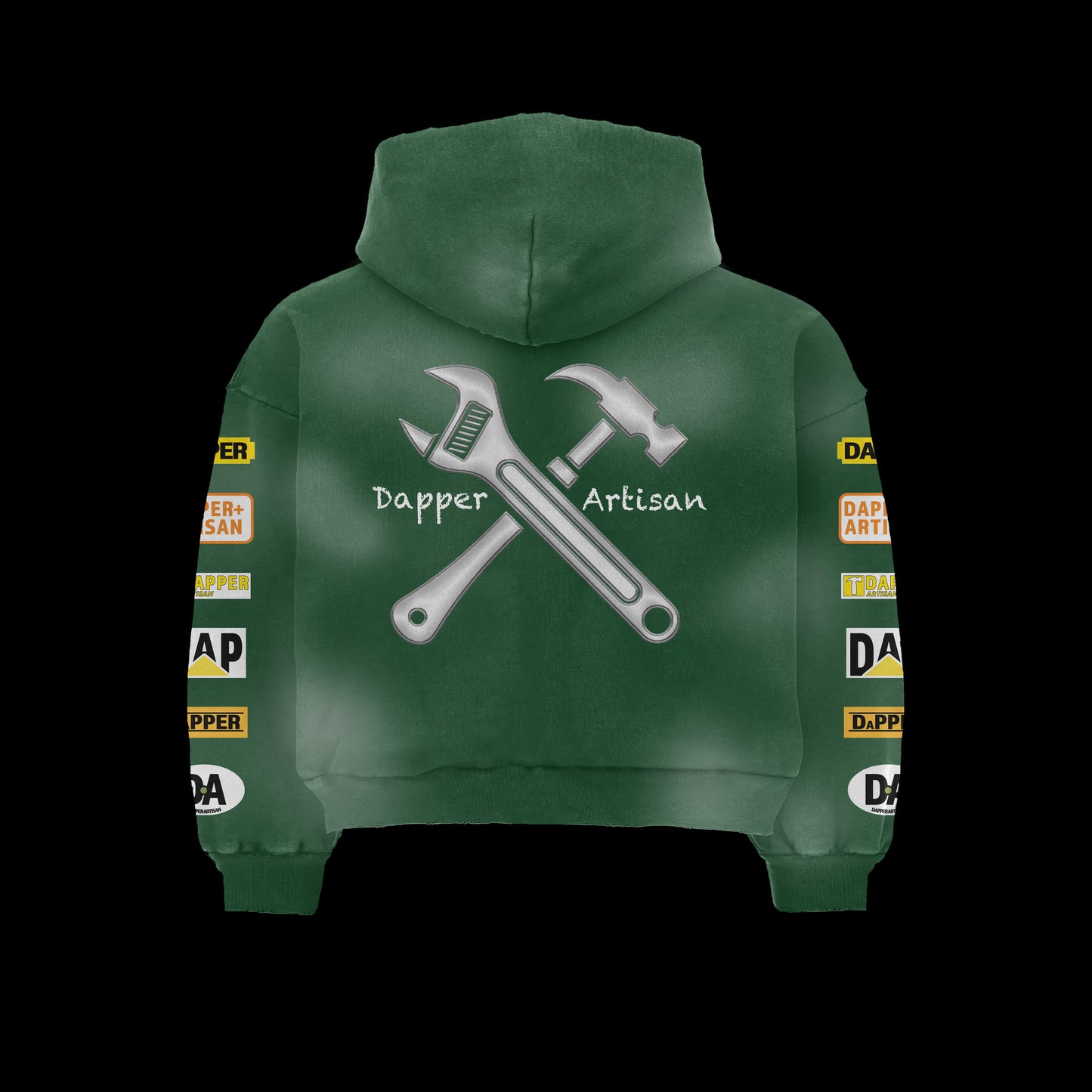 Green Acid Wash Distressed Hoodie