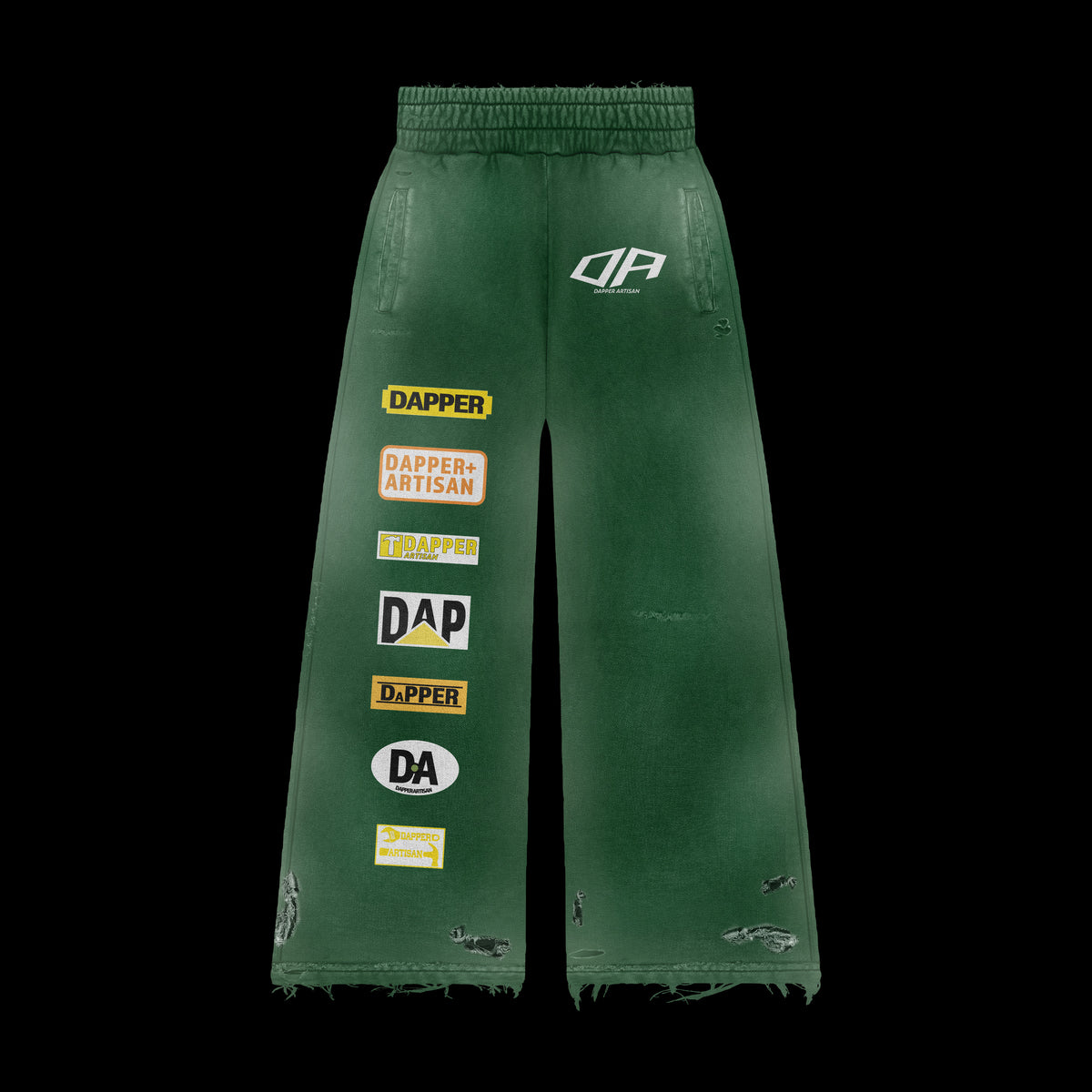 Green Acid Wash Distressed Sweatpants